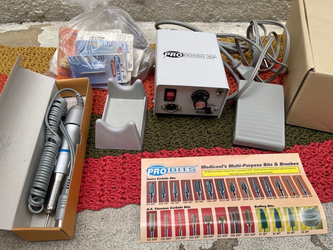Medicool 35k Nail drill made in USA with bits (Category: Hands & Nails) located in Manila. Submitted by oldstockbargain (Listing ID 1241654599, Image 1). Description: brand new $240 usd msrp.