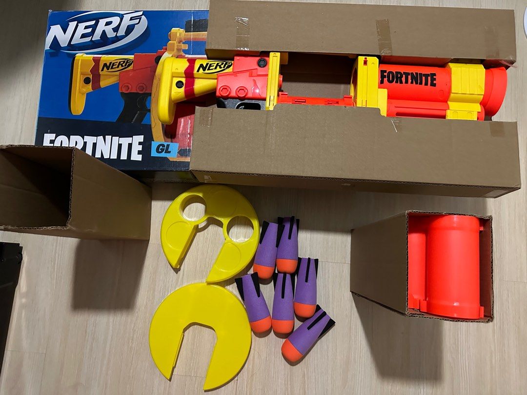 NERF Fortnite GL Rocket-Firing Blaster -- 6-Rocket Drum, Pump-to