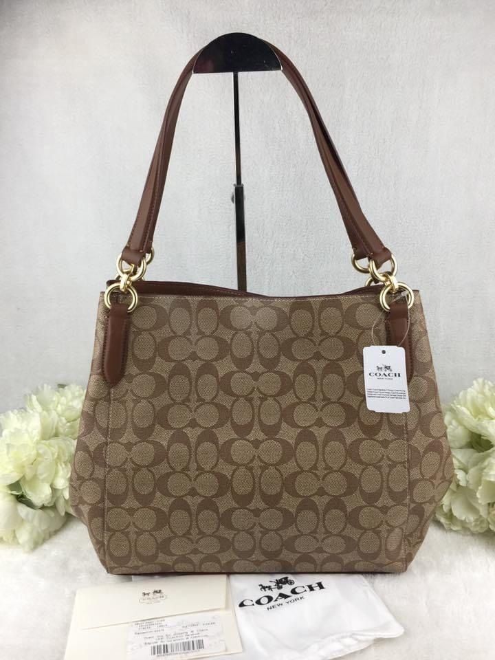 New Coach Original Signature Brown Collection HALLIE SHOULDER BAG