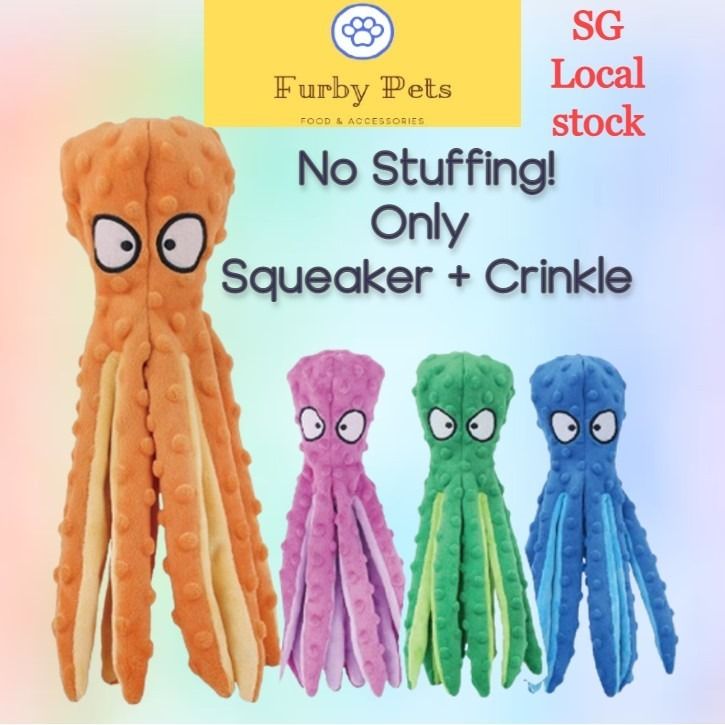 Octopus Squeaky Crinkle Dog Toy No Stuffing Pet Supplies Homes