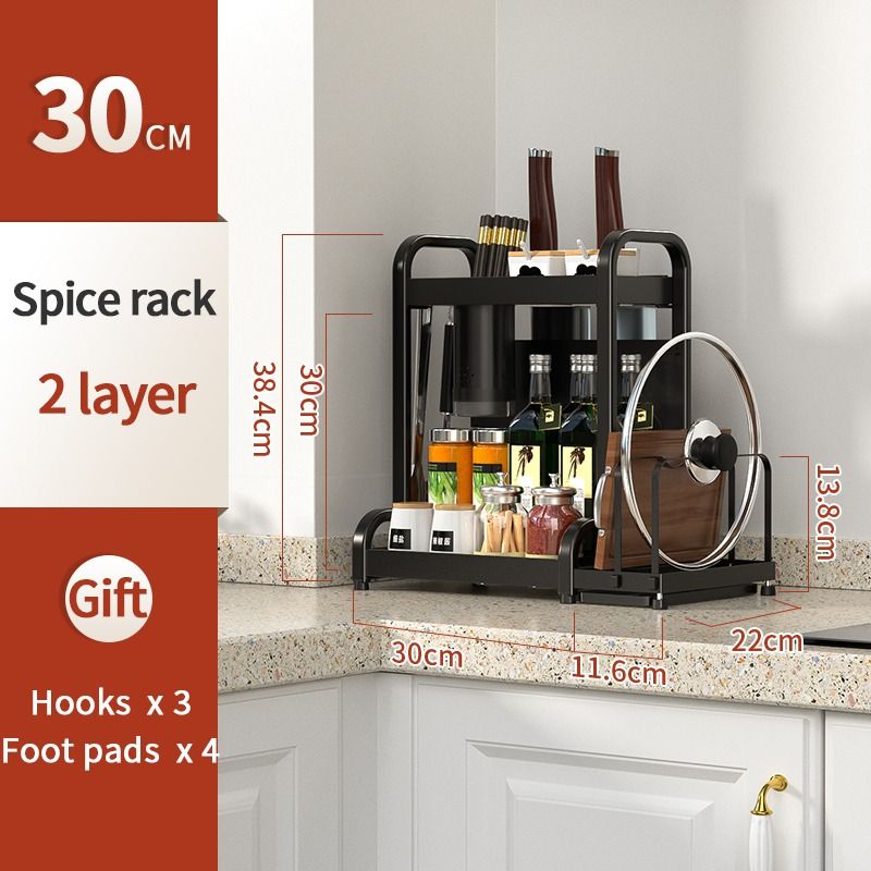 ODOROKU 2/3 Tier Kitchen Rack Stainless Steel Spice Rack Organizer Rack ...