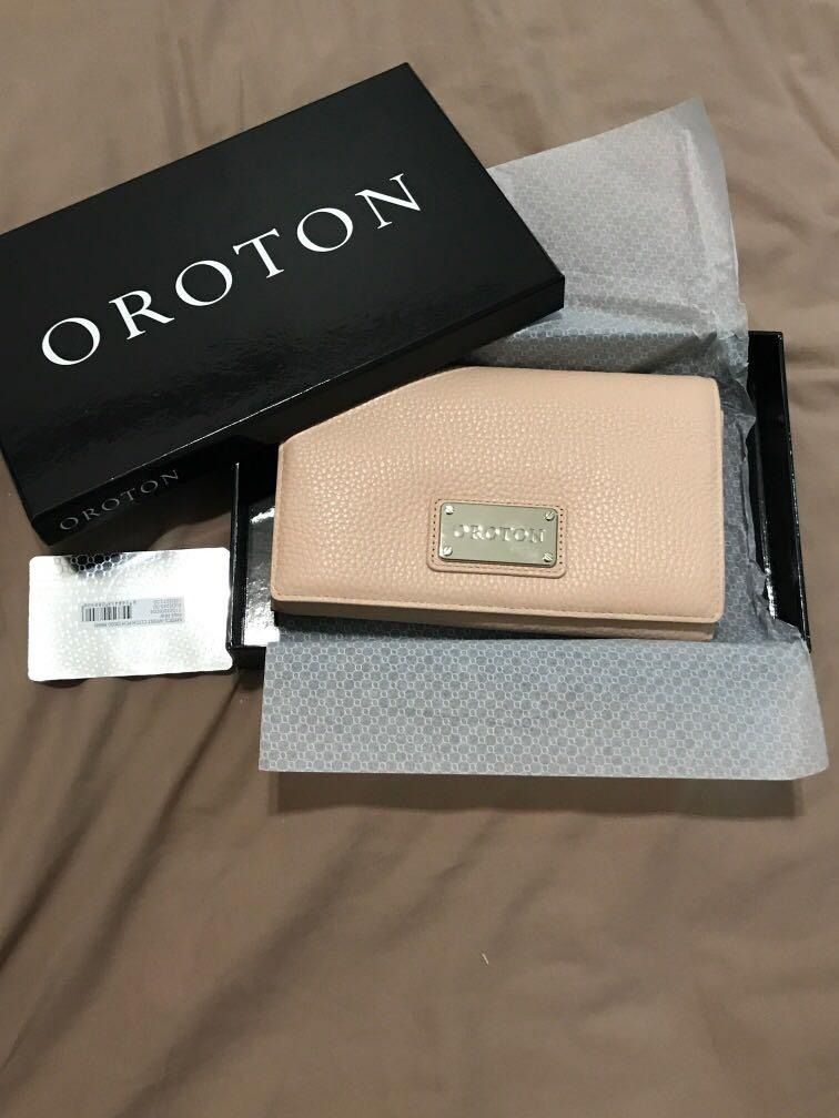 Oroton Mystical Leather Wallet Clutch with Pouch Pale Pink
