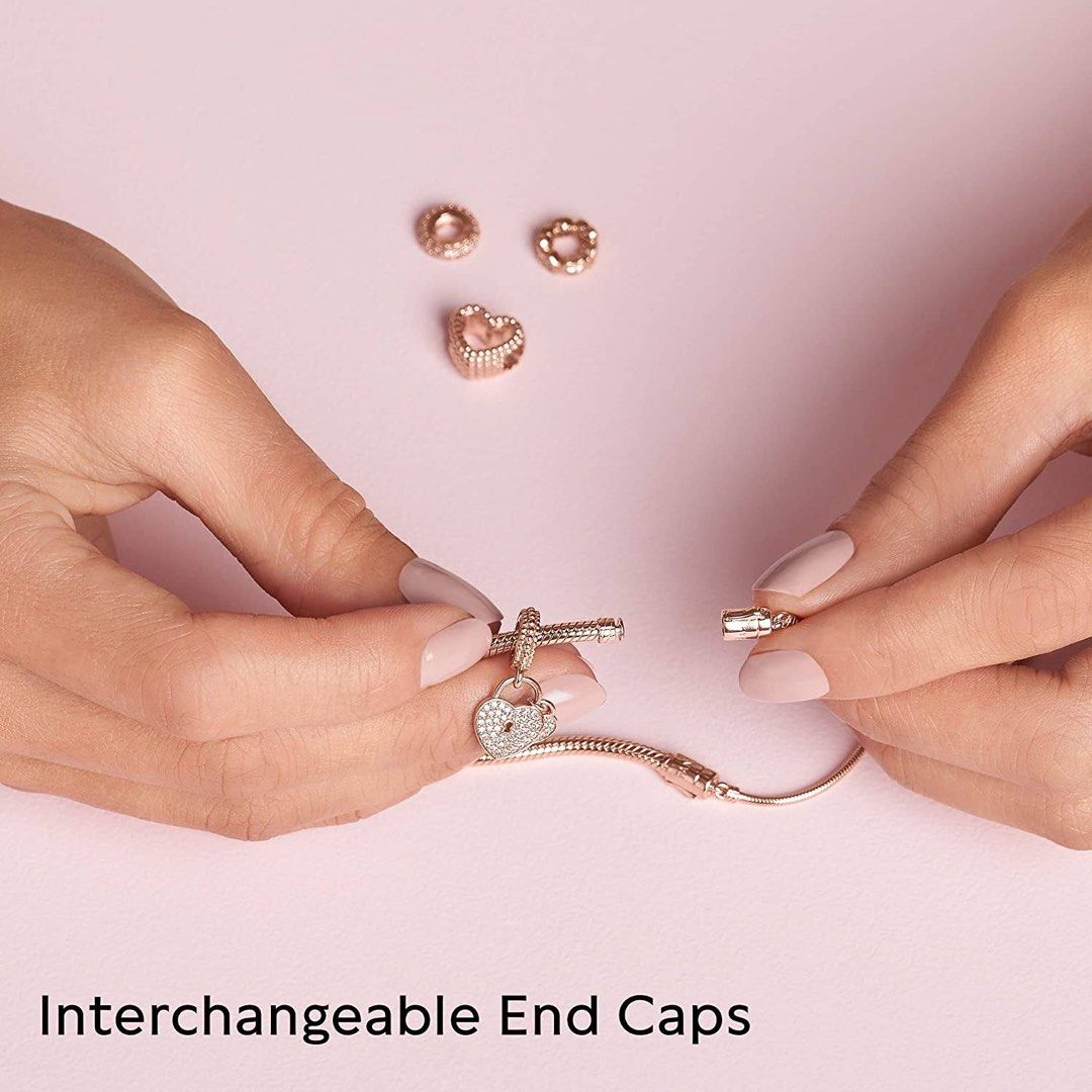 Pandora Authentic 14k Rose Gold-plated Moments Snake Chain Slider