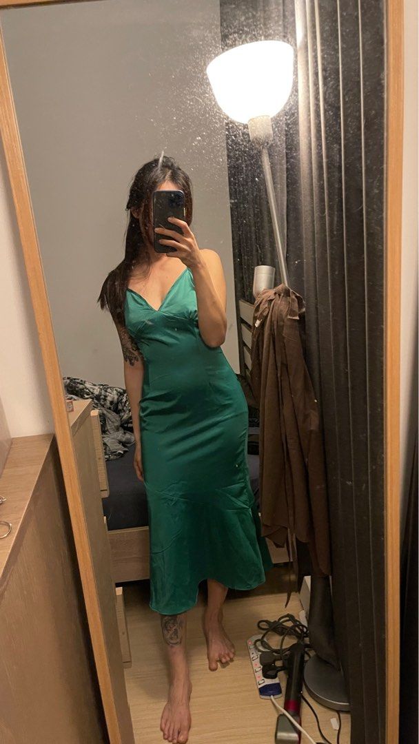 green emerald velvet dress Ginette Maxi Dress Forest Green