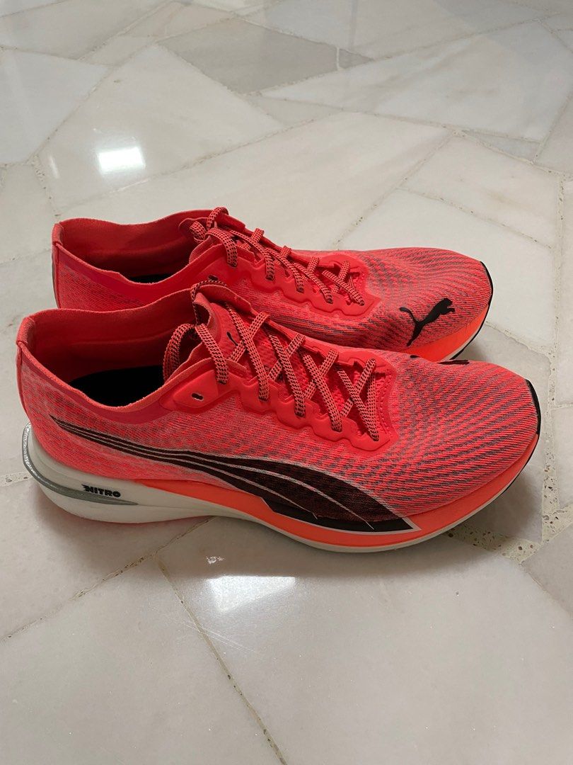  Puma Mens Deviate Nitro Elite Fireglow Running Sneakers Shoes  - Orange - Size 9 M