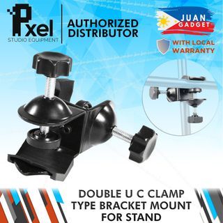 Pxel AA-UC5 Heavy Duty Metal Dual Double U Clip C Clamp Type Bracket Mount for Photo Studio Boom Arm Light Stand  | JG Superstore
