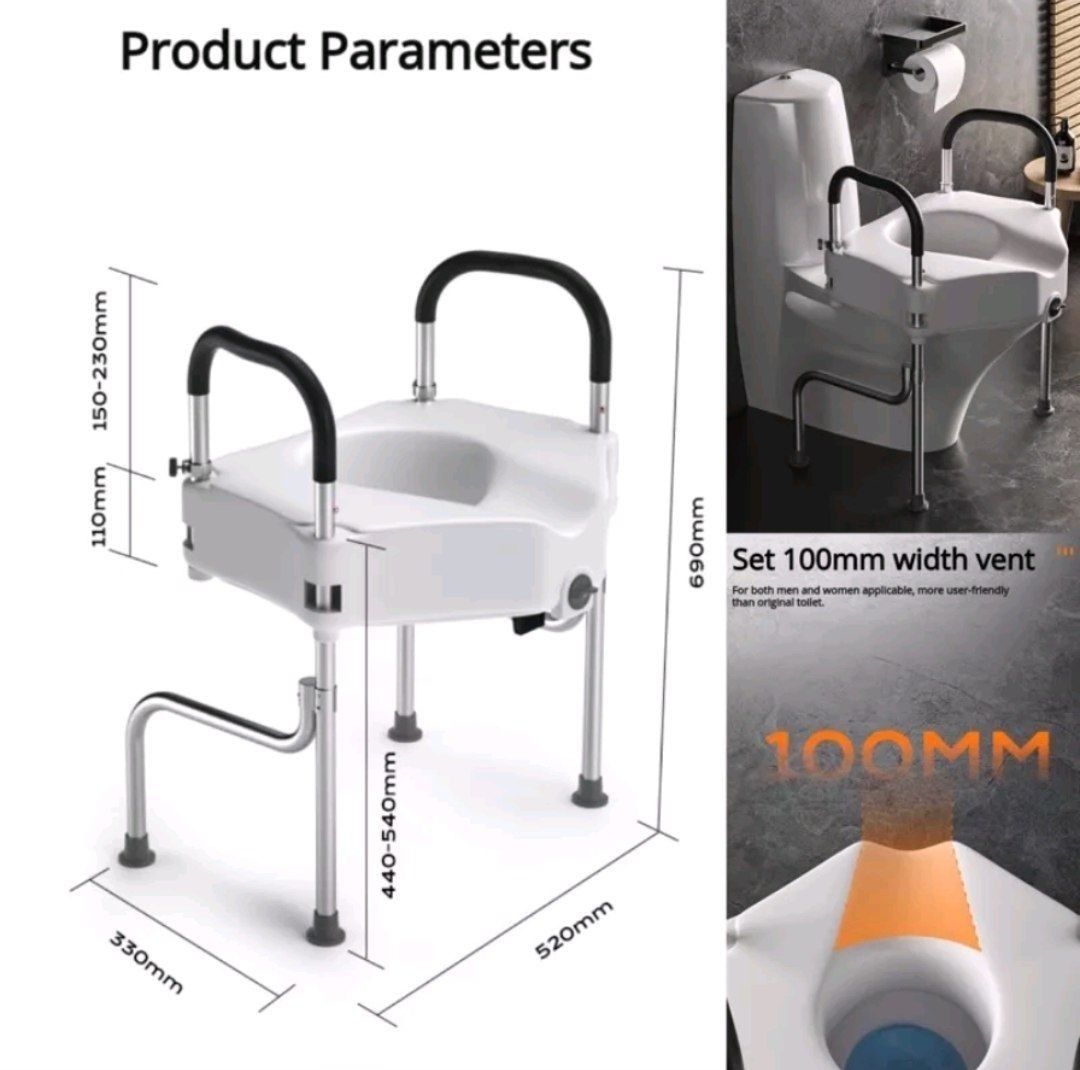 Raised Toilet Seat with 4 Leg Support Toilet Riser, Health & Nutrition, Medical Supplies & Tools