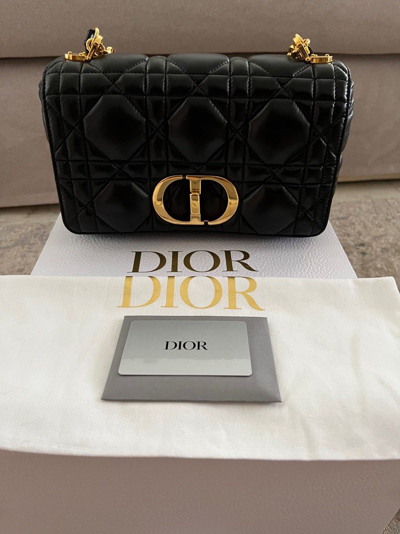 Large Dior Caro Daily Pouch Sand-Colored Supple Cannage Calfskin