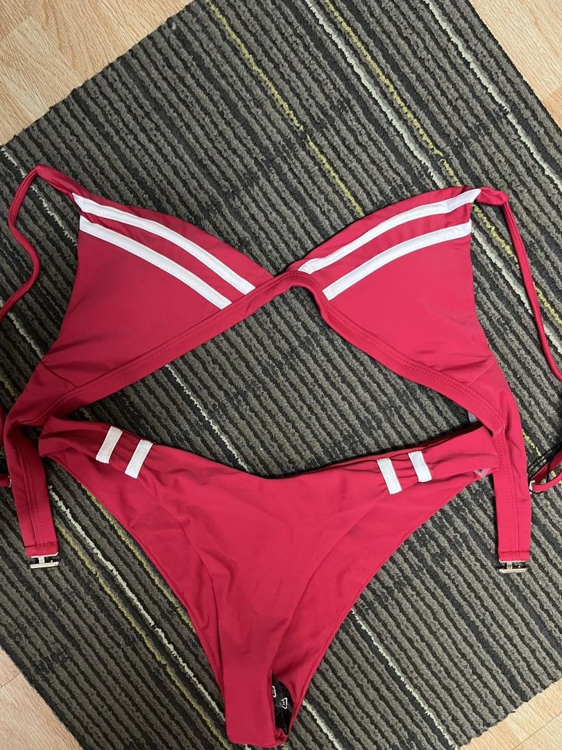 Red-blue 2 Piece Sun Protection Bikini Swimwear