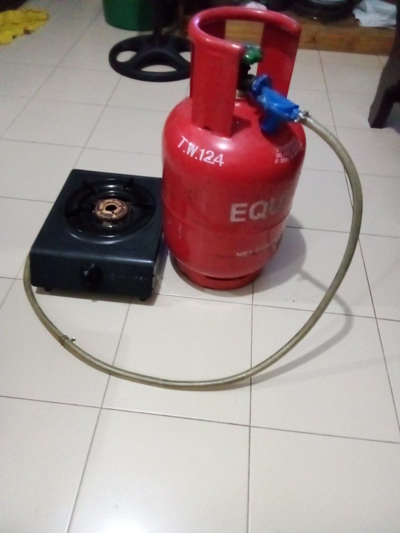 single burner gas stove with hose,regulator and LPG TANK(empty) on