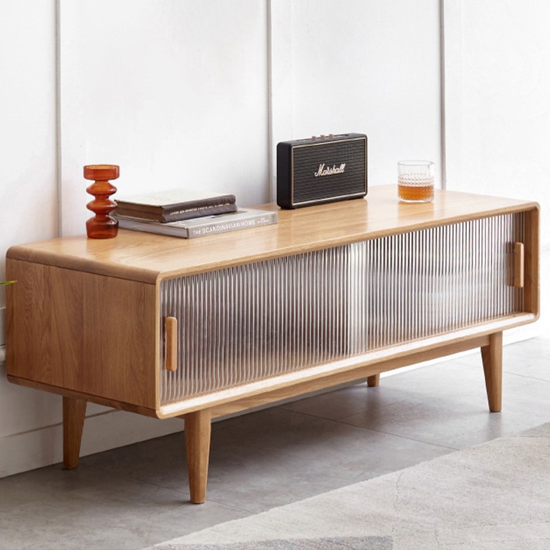 Sliding Glass Door TV Console- oak all Solid wood TV Table-Free ...