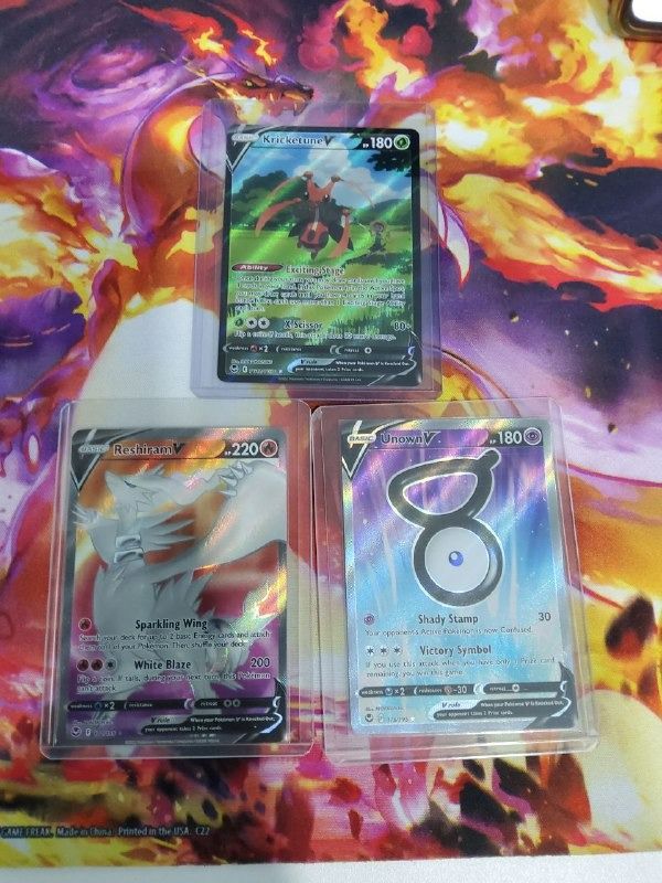 Sword & Shield: Silver Tempest - Kricketune V (TG12/TG30 - Ultra Rare),  Reshiram V (172/195 - Full Art Ultra Rare), Unown V (176/195 - Full Art  Ultra Rare), Hobbies & Toys, Toys & Games on Carousell