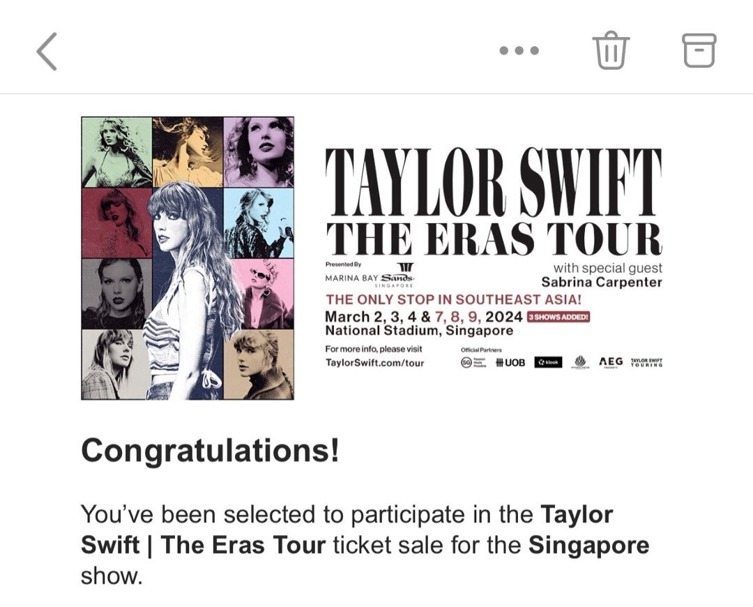 Taylor Swift Access Code, Tickets & Vouchers, Event Tickets on Carousell