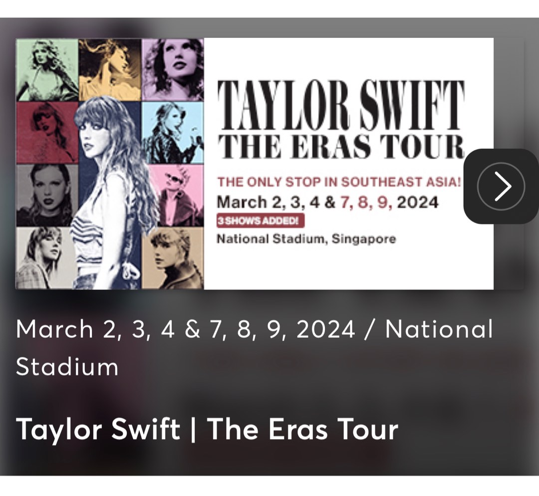 Taylor swift vip 1 ticket, Tickets & Vouchers, Event Tickets on Carousell