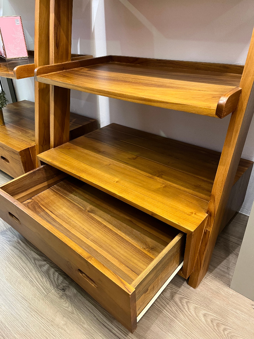 FAST DEAL! TEAK Wood Ladder Display Shelf W/Drawer , Furniture & Home