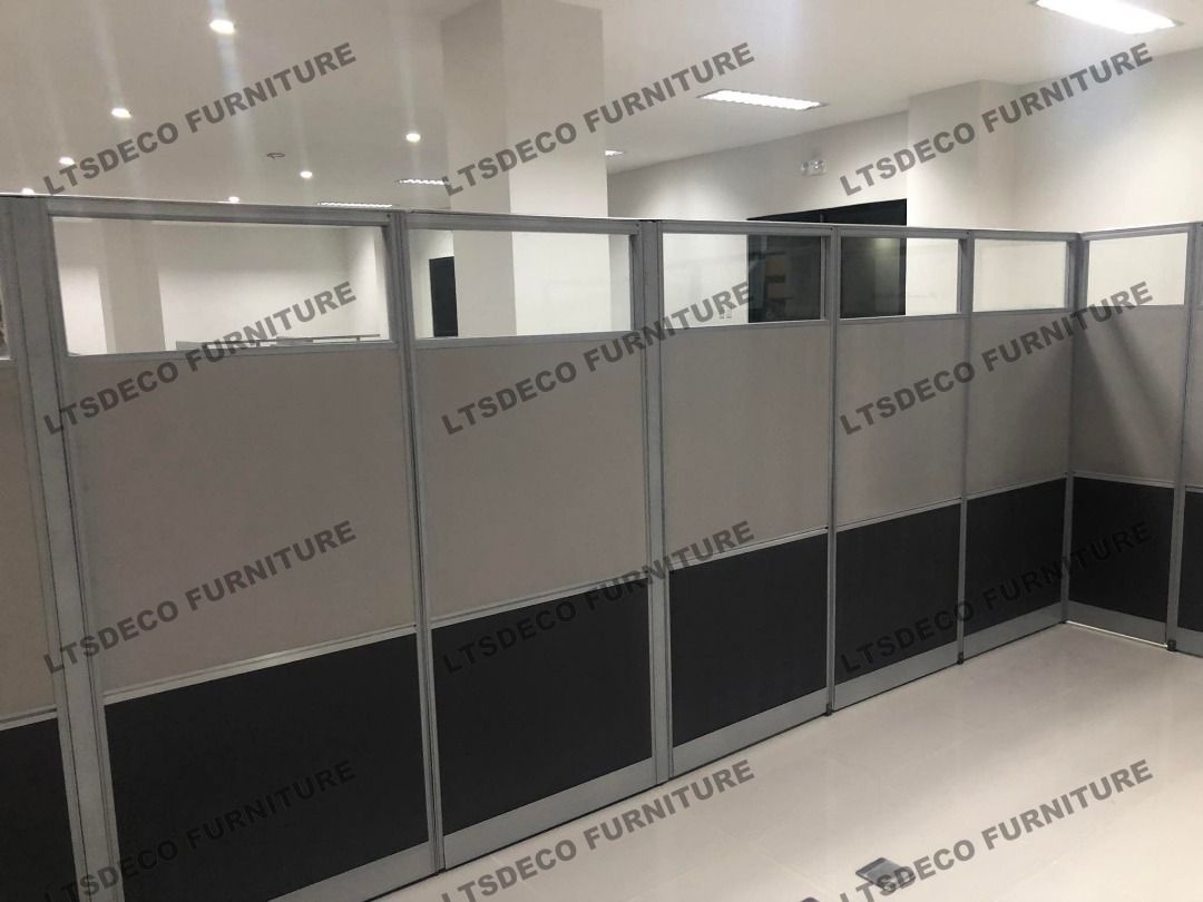 TWO TONE SCREEN PANEL DIVIDER WITH GLASS OFFICE PARTITION on Carousell