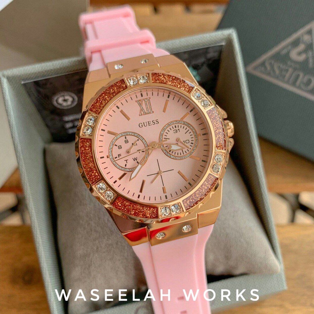 Watch Guess Limelight Crystal Pink Dial Ladies Luxury Watches on