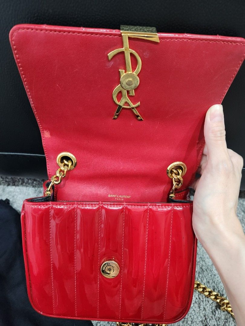 Red patent leather ysl new arrivals bag
