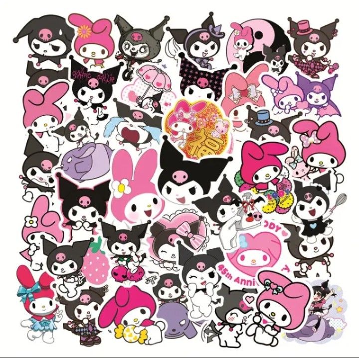 10/50Pcs Mixed Cartoon Sanrio Hello Kitty Stickers Cute Cinnamoroll My  Melody Kuromi Waterproof Sticker Decals for Kid Girls Toy
