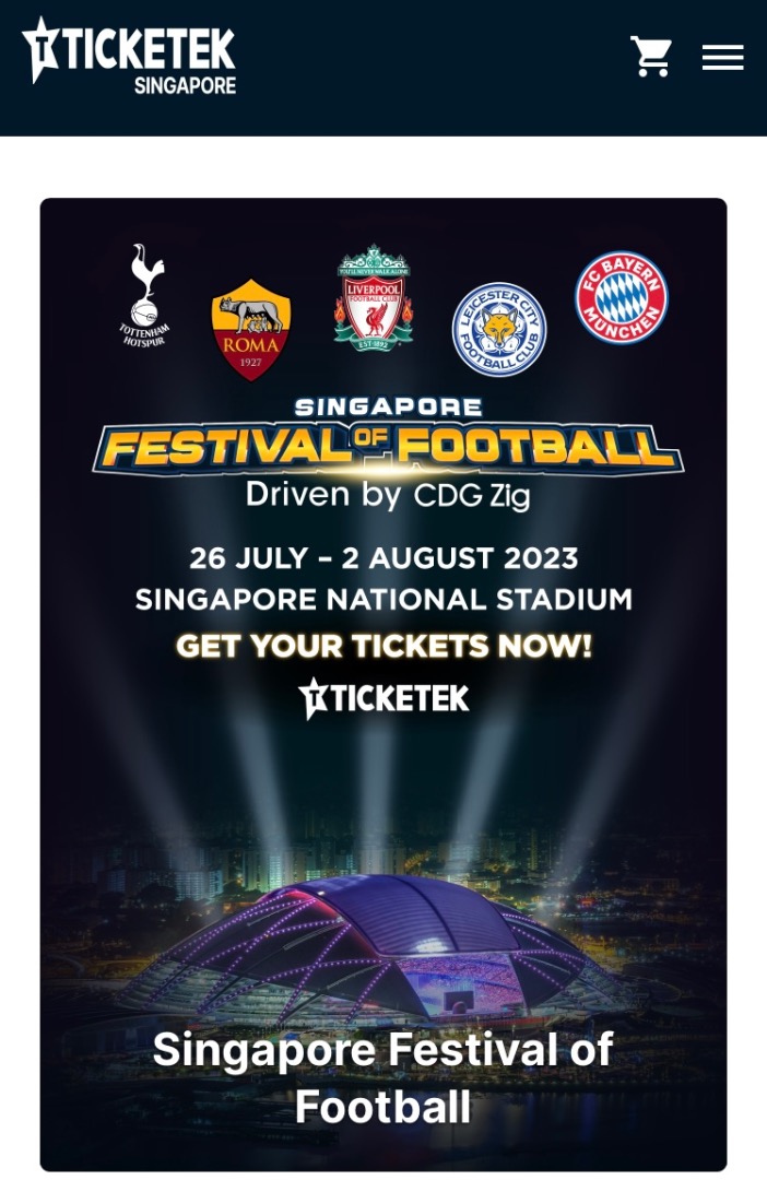 2 Platinum tickets to Liverpool vs Bayern Match at National Stadium