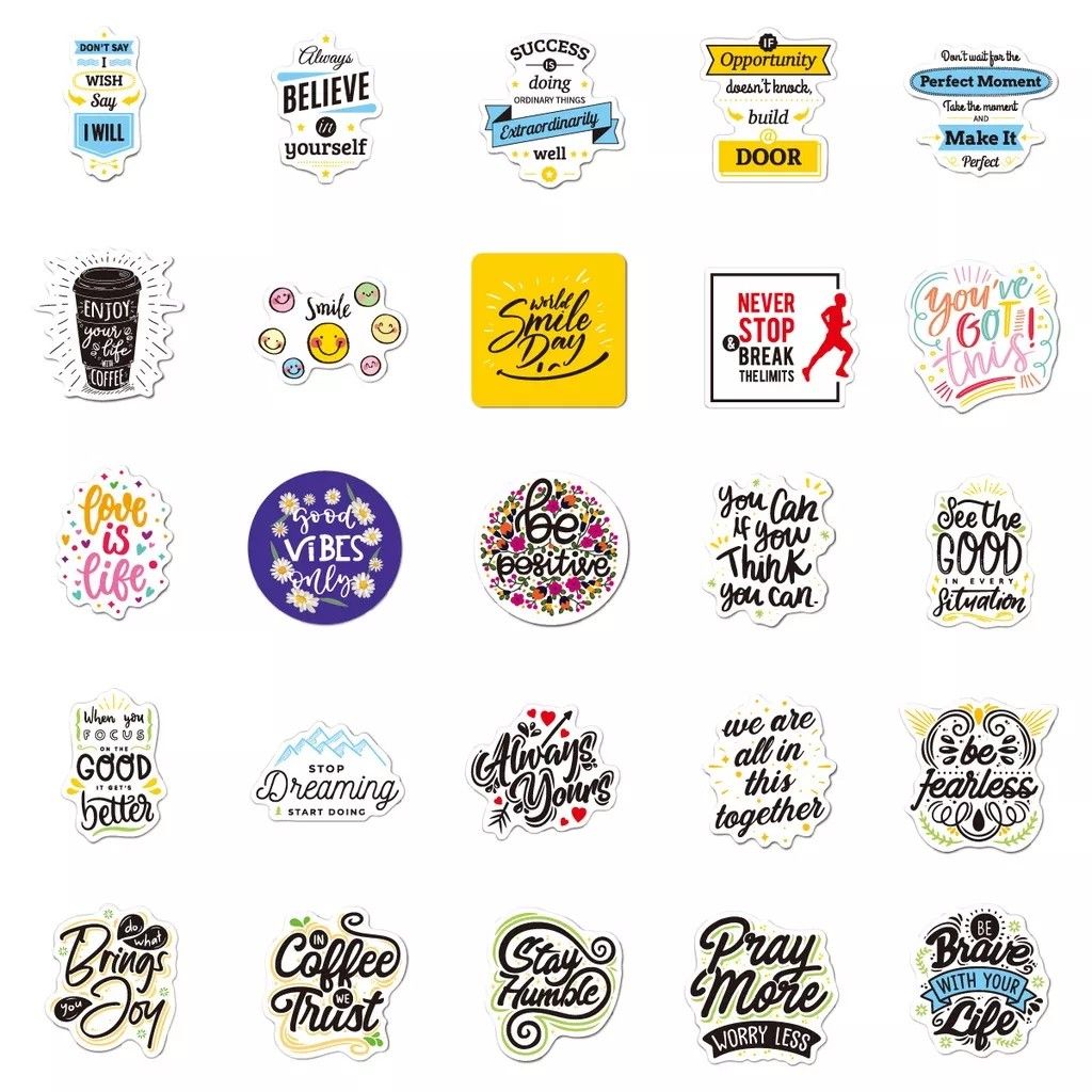 10/25/50pcs Inspirational Words Stickers Motivational Quote for Adults  Teachers Laptop Water Bottles suitcase helmet phone