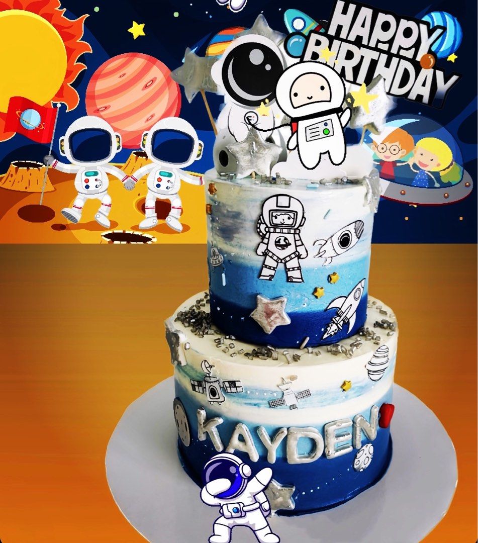 Outer Space Astronaut Space Man Space Walk Space Station Edible Cake T – A  Birthday Place