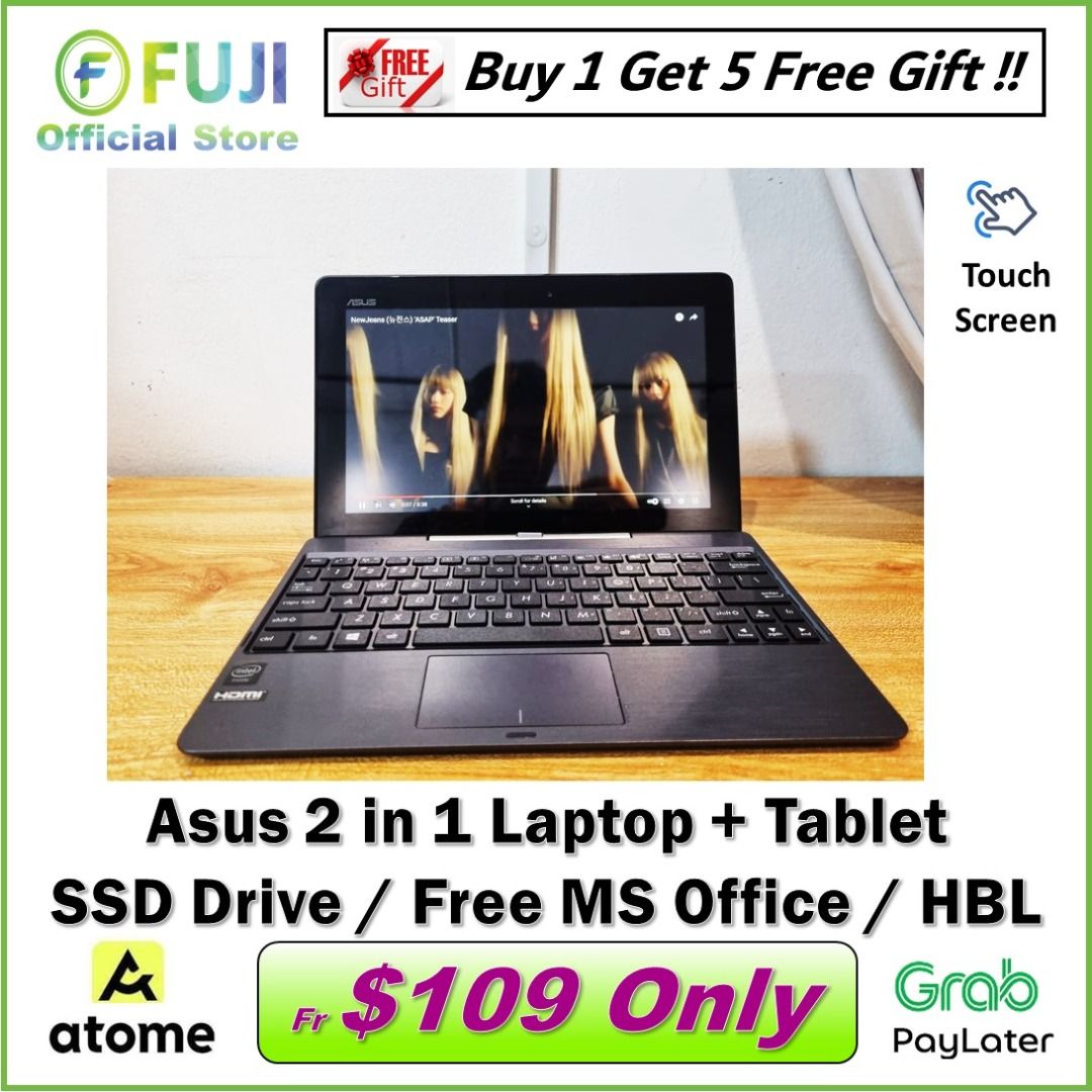 Asus 2 in 1 Laptop Touch Screen SSD Drive Fast Boot Up Slim