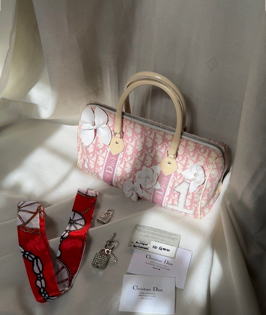 Authentic Vintage Pink Dior Monogram Shoulder Bag