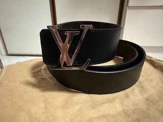 Louis Vuitton LV Line Reversible Belt Monogram Eclipse 40MM Grey/Khaki  Green in Canvas/Calfskin Leather with Silver-tone - US