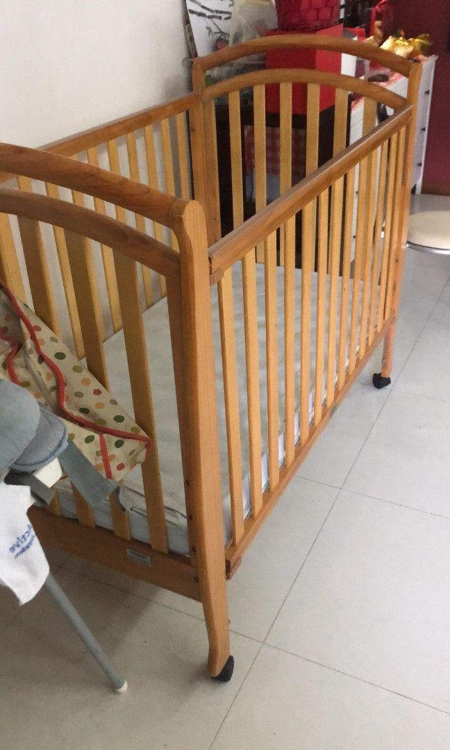 Baby Cot Solid Wood, Babies & Kids, Baby Nursery & Kids Furniture, Cots ...