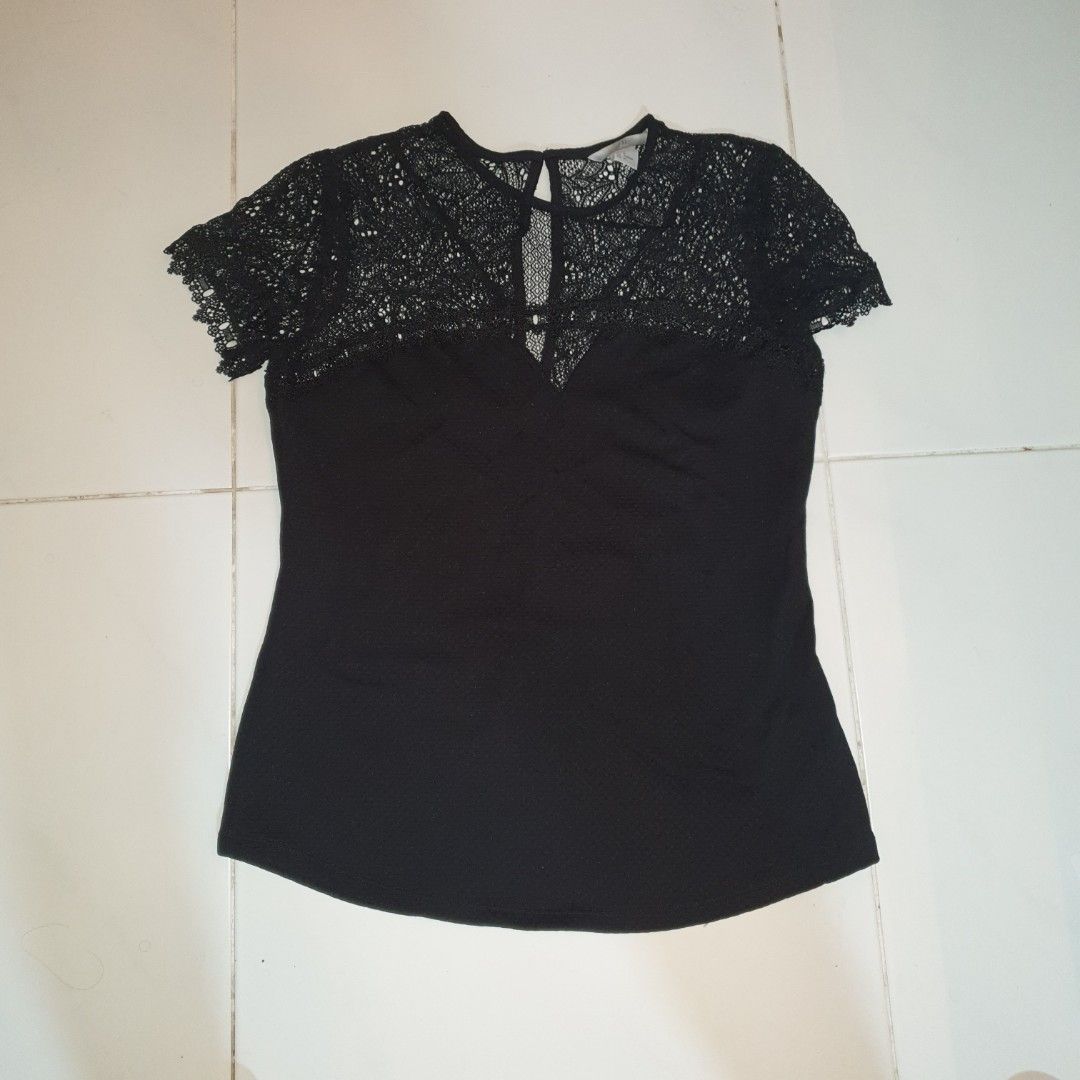 H and m black lace top clearance