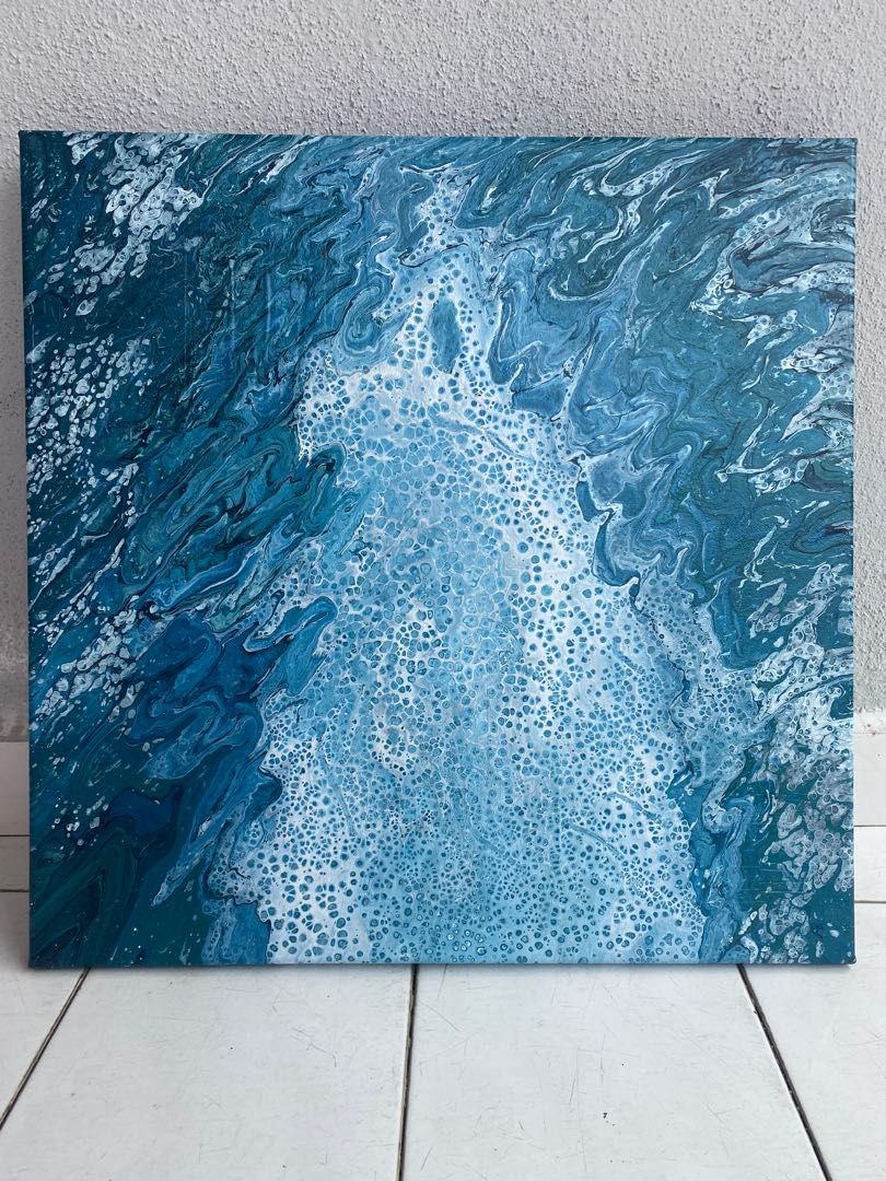 Blue abstract painting original art Furniture Home Living Home
