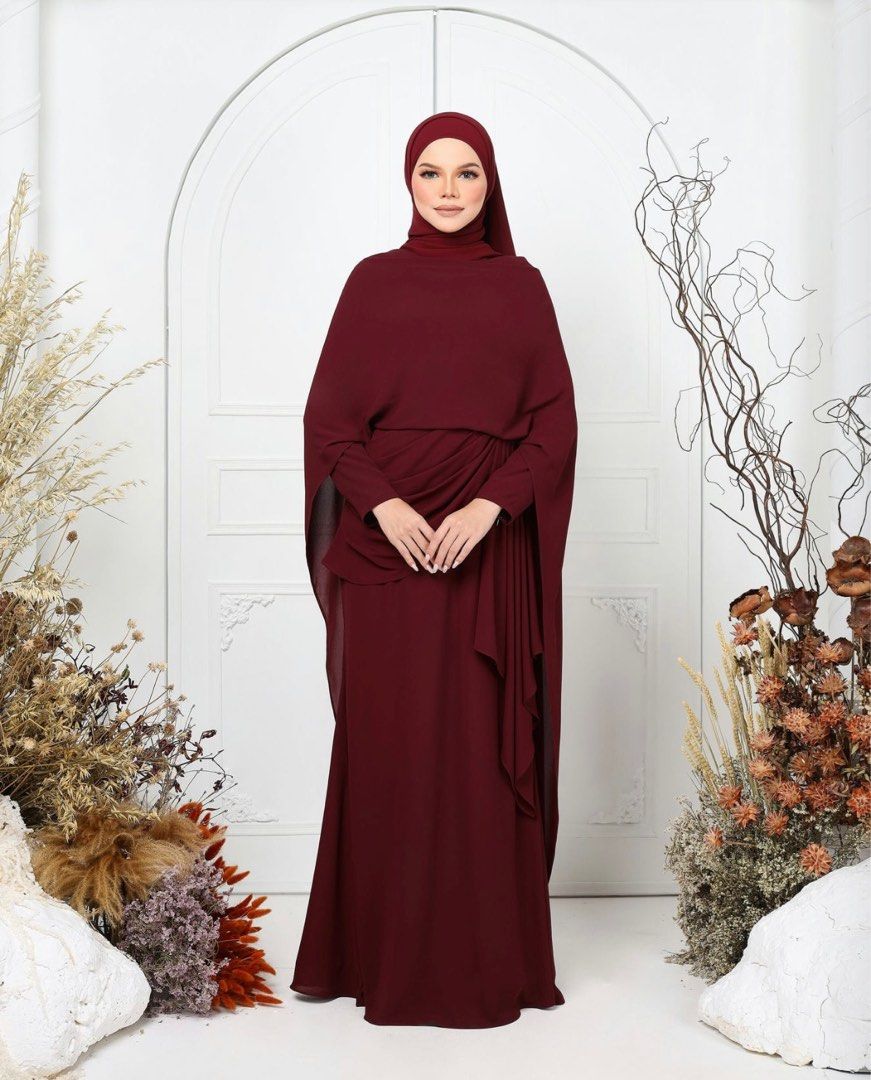 Maroon dress hijab hotsell