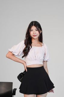 BNWT Mikayla Noa Ruched Bubble Sleeve Top (Baby Pink)