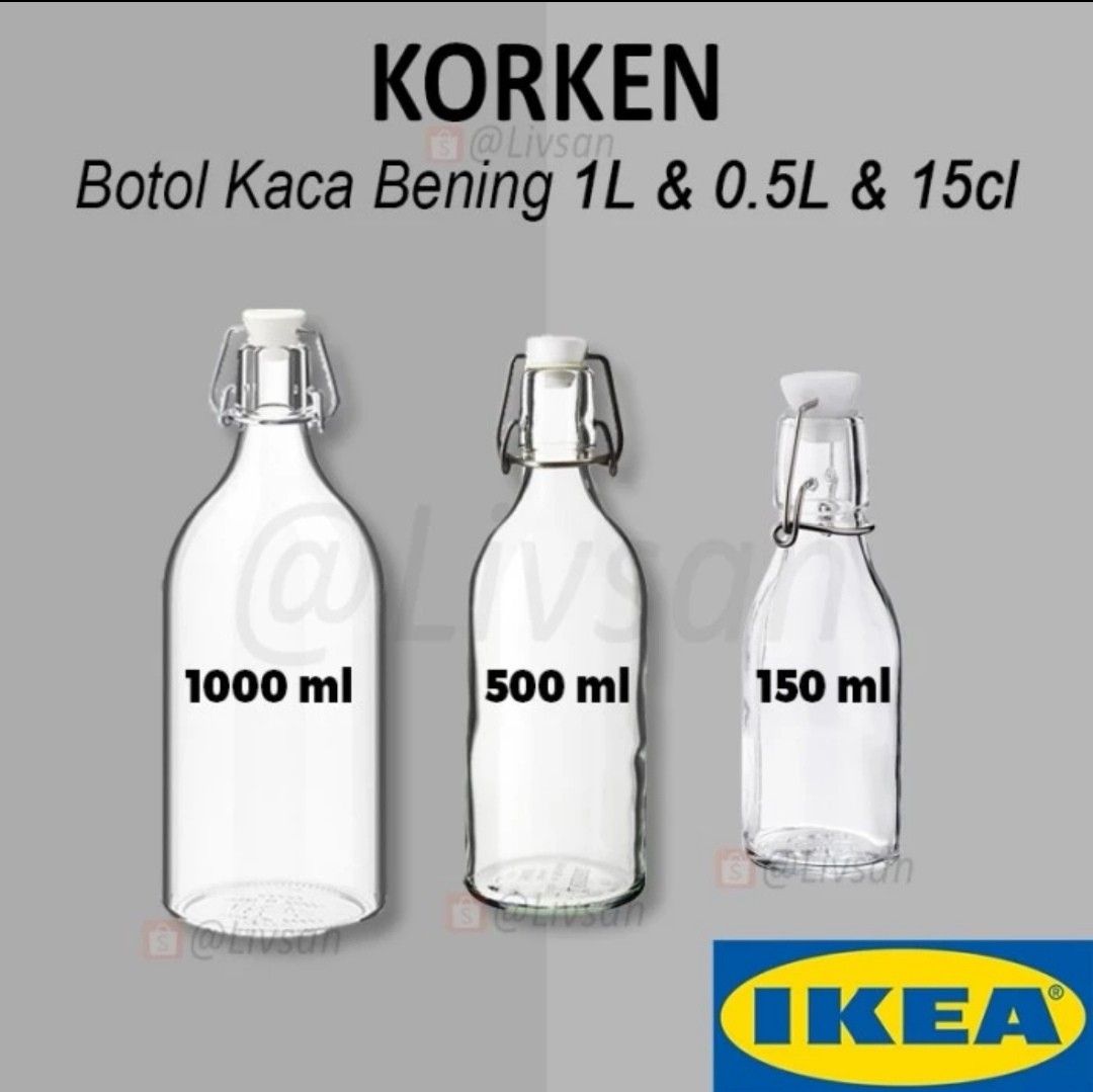 Botol Kaca Ikea Korken Bekas 500ml Dan 1 L On Carousell 9604