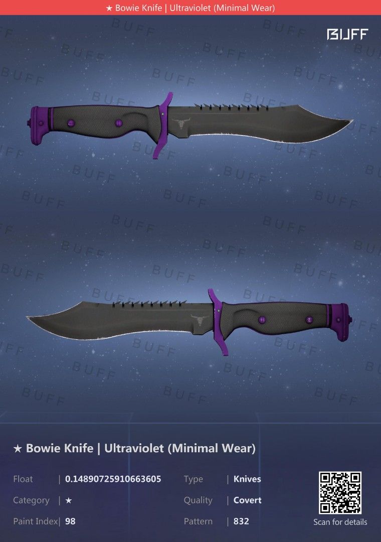 Bowie Knife Ultraviolet (MW) tags csgo knife csgo skins csgo gloves