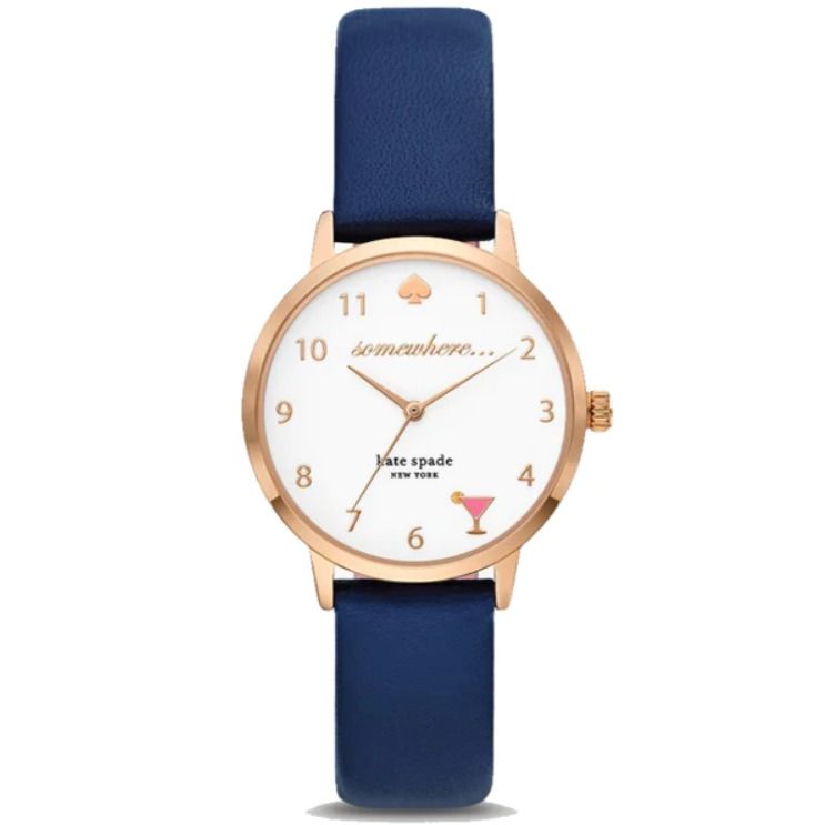 BRAND NEW AUTHENTIC INSTOCK BOXED KATE SPADE NEW YORK METRO THREE HAND NAVY LEATHER WATCH KSW9051 34 MM Luxury Watches on Carousell
