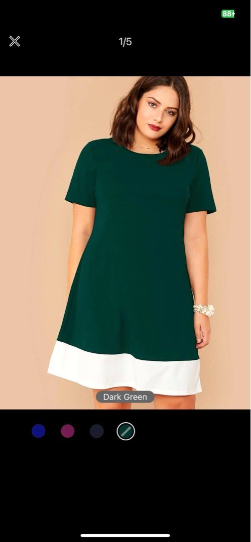 slim fit dress slacks Berylove Women Dark Green Work Dress Long Sleeve Round Neck Formal Dress with Slit, Dark Green / US4