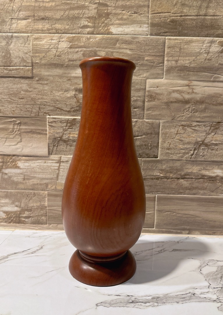 Brown Wooden vase with base, Furniture & Home Living, Home Decor, Vases