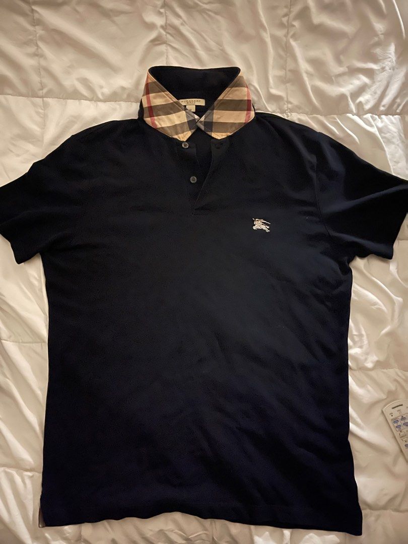 Black burberry polo shirt on sale