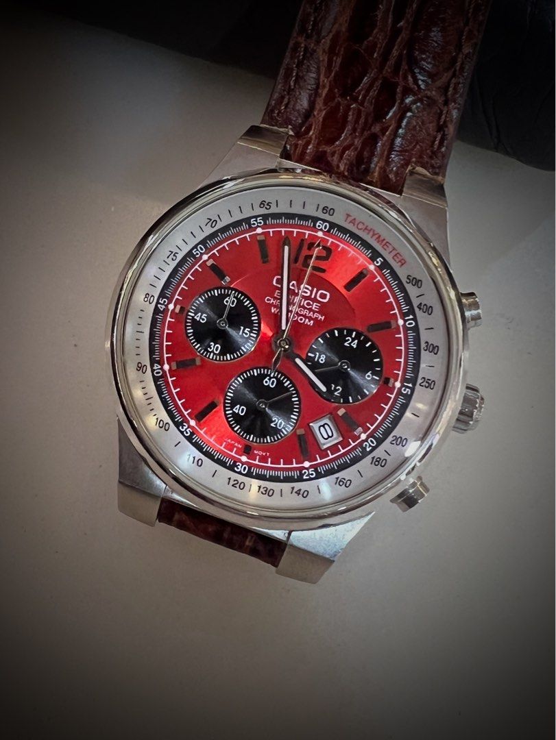 Casio Edifice Red Quartz Watch Men s Fashion Watches