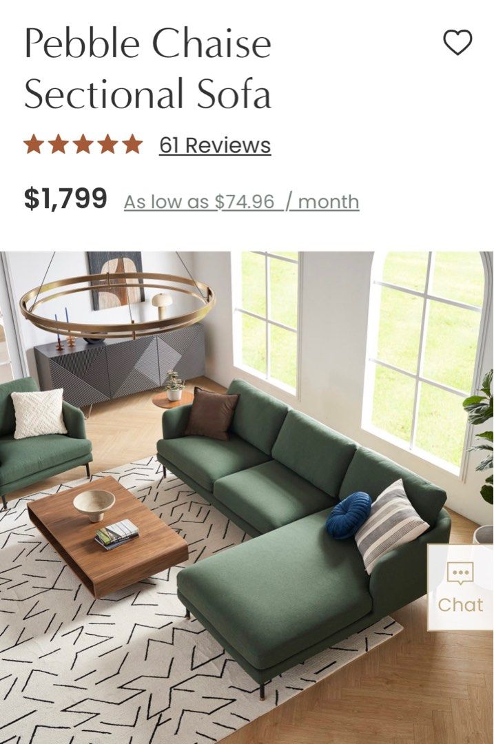 Castlery pebble cheap chaise sectional sofa