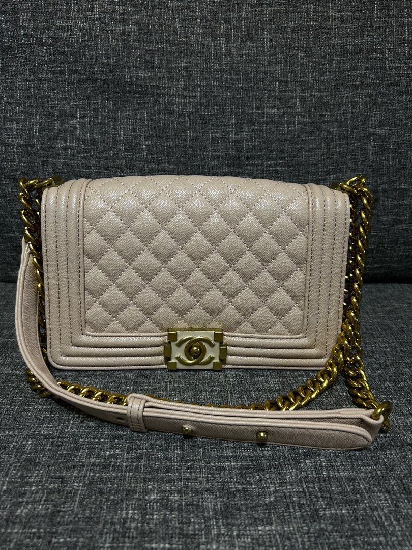 CHANEL Le Boy Light Pink Caviar Bag (Category: Luxury Bags & Wallets) located in Malolos. Submitted by theroyalrunwayph (Listing ID 1241803829, Image 1). Description: Never used, just stored Received as a gift, no inclusions 10” x 6” x 3” Not guaranteed, but very pretty!.