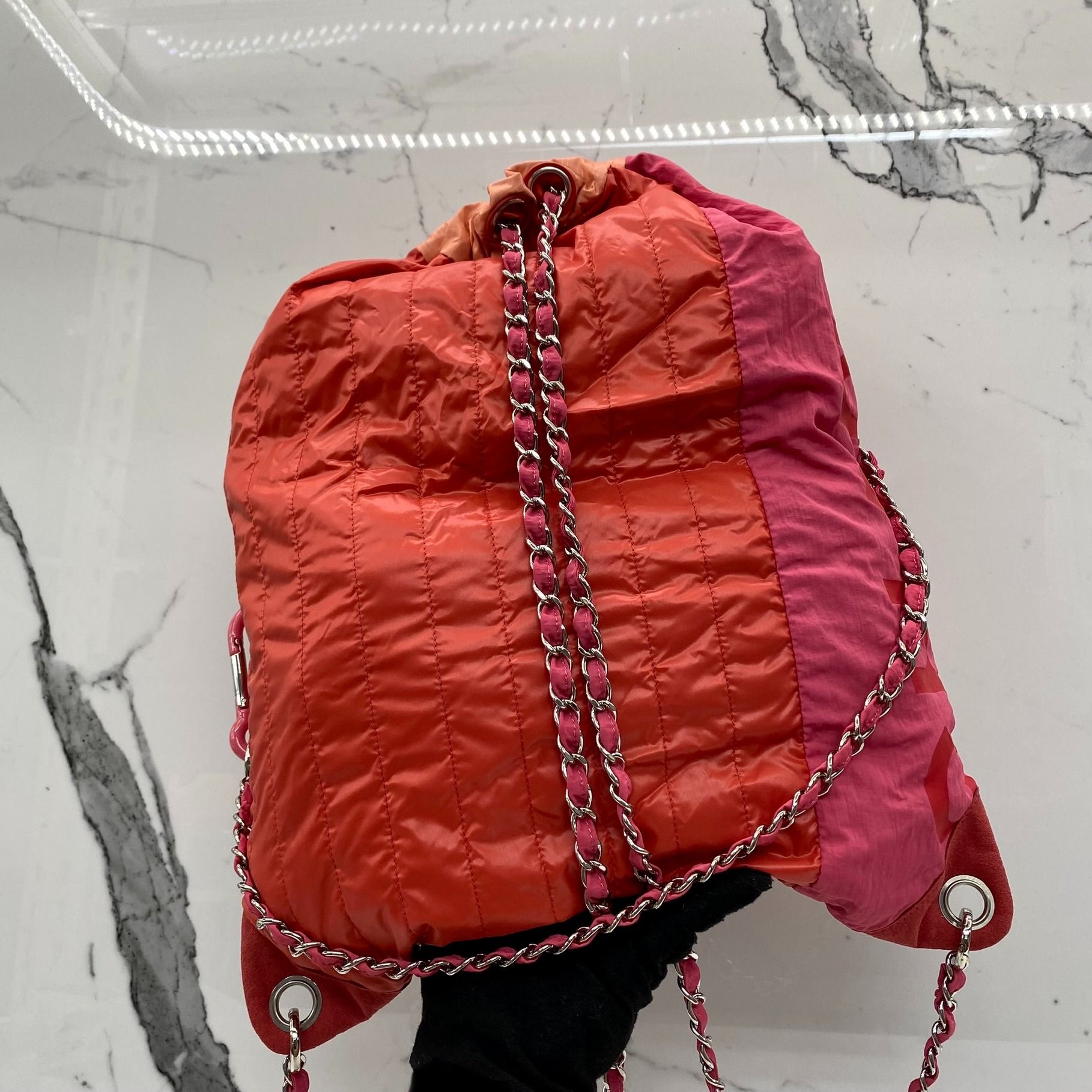 Pink nylon store backpack
