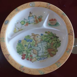 Children's round weaning plate with dividers FREE cutlery