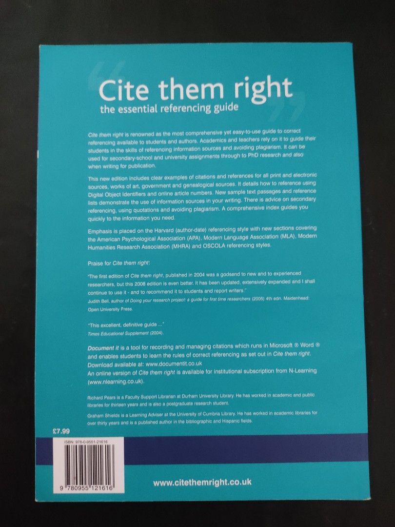 Cite Them Righ;t Essential Referencing Guide, Hobbies & Toys, Books & Magazines, Fiction & Non - Foto 12