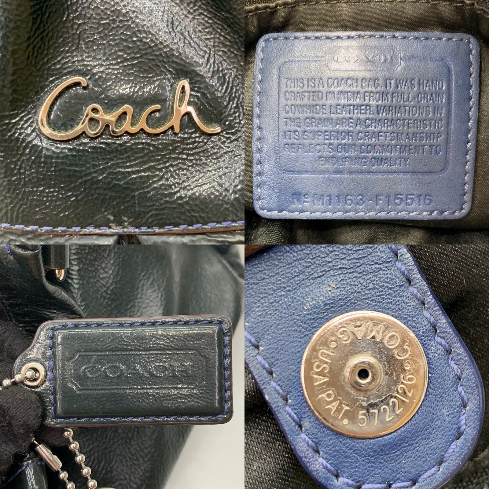 COACH F15516 DARK GREEN LEATHER PATENT 2WAY SHOULDER BAG 237016687 - Main Image