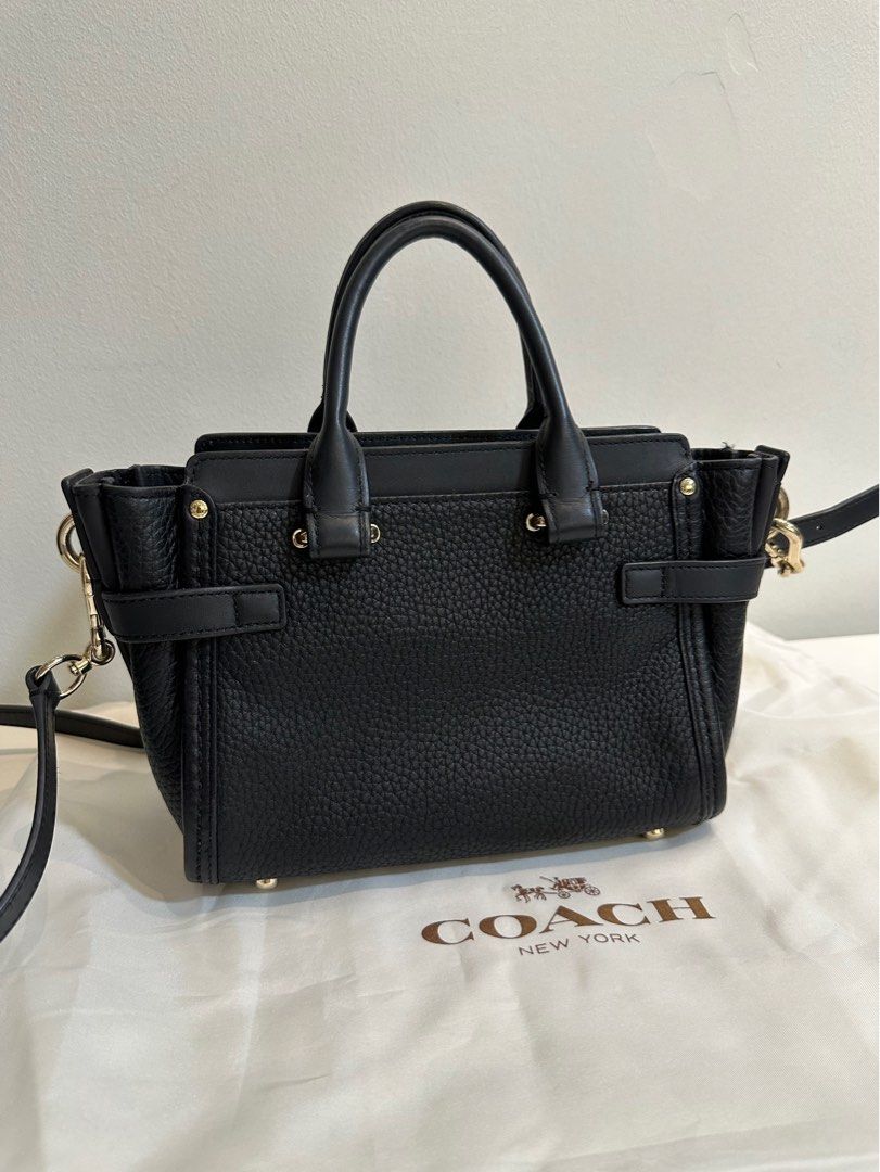 COACH Swagger 20 Handbag 36235 Leather Black 2WAY