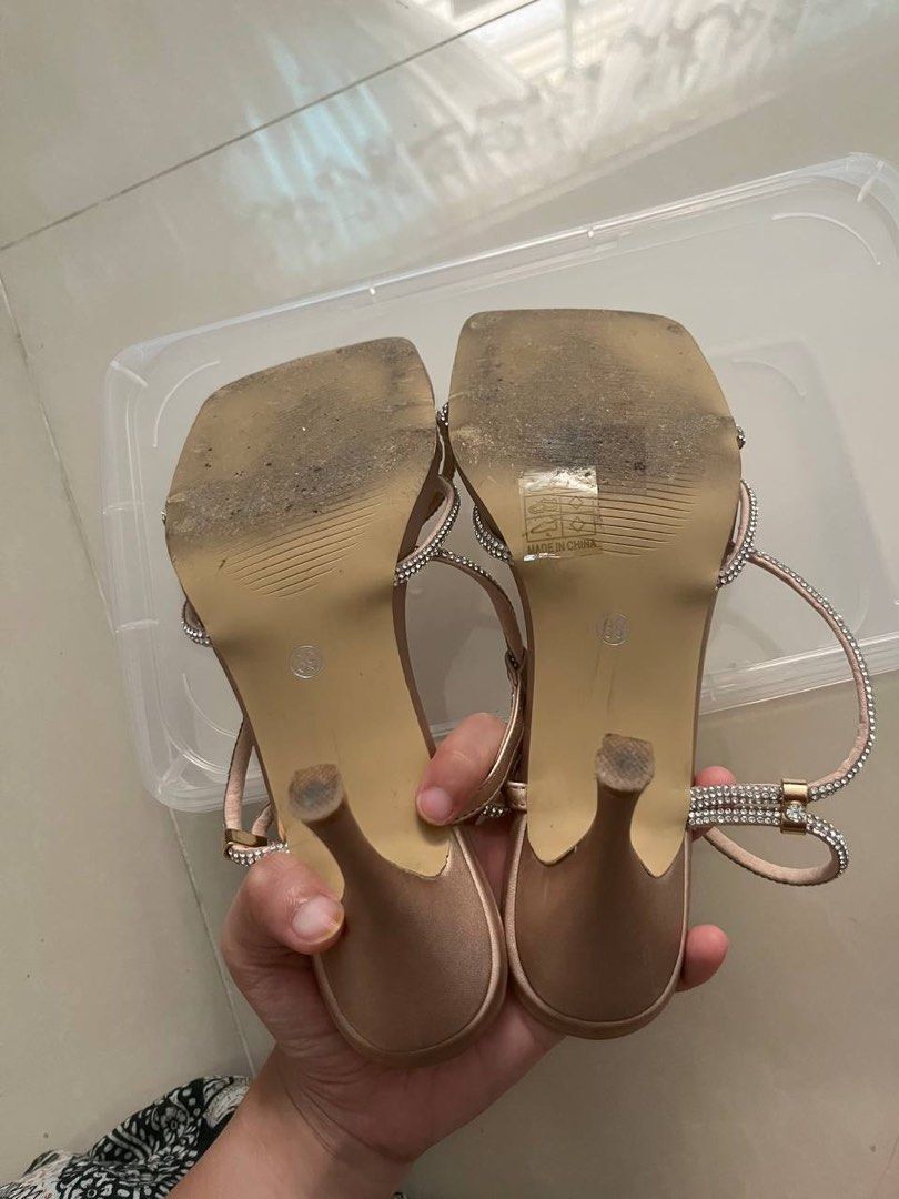 Crisscross Rose Gold Slingback Heels Women s Fashion Footwear