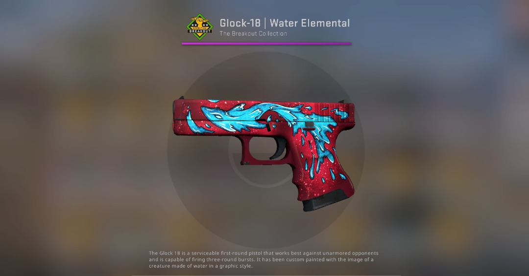 CSGO Glock Water Elemental MW, Video Gaming, Gaming Accessories, In